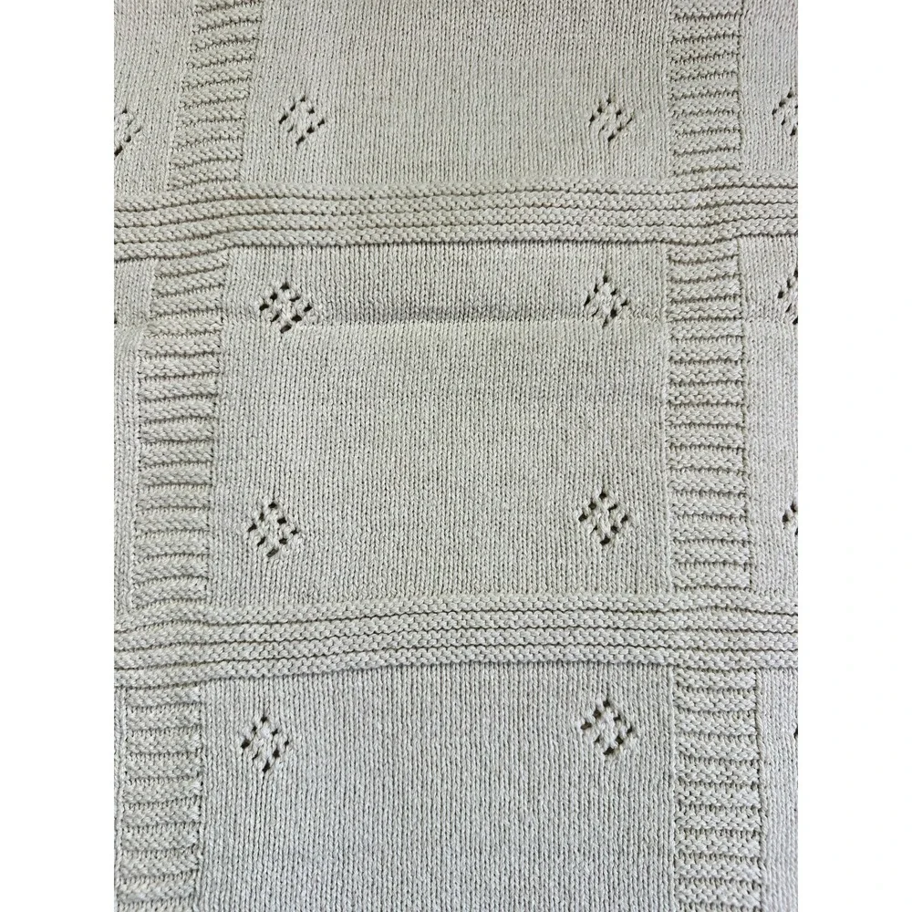 American Heritage North Bay Product Soft Spun Cotton Hand Knit Throw Cream USA